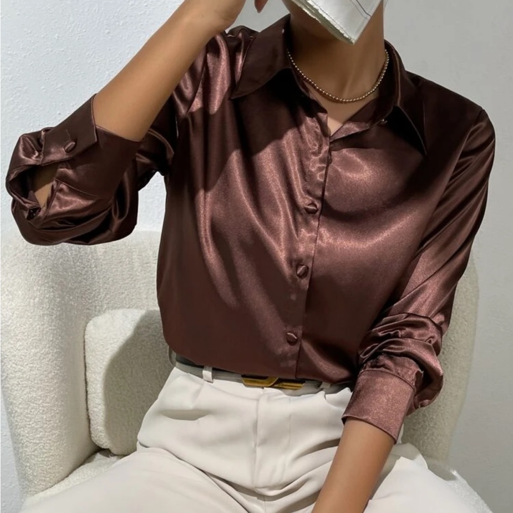 Satin button up - Picture 2 of 9